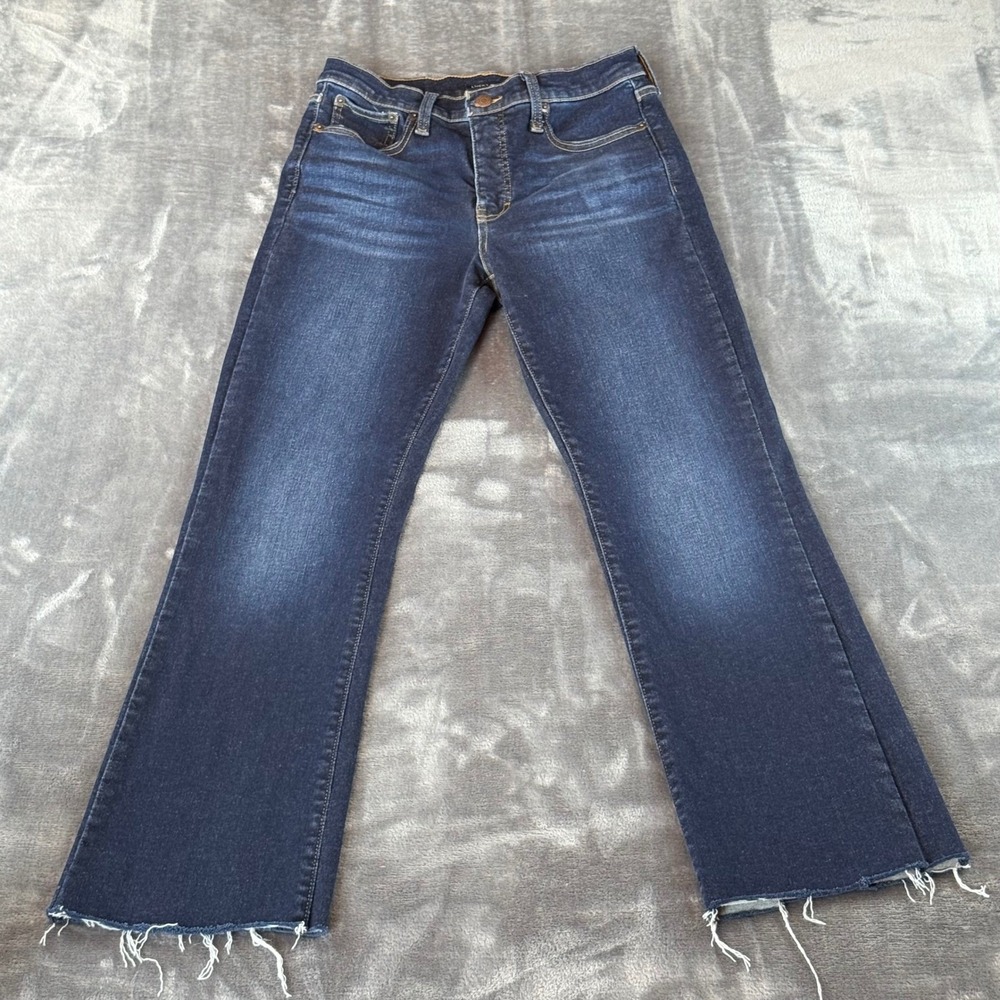 Lucky Brand Bianca High Rise Bootcut Jeans Dark Wash Raw Hem 8/29 R High Waist